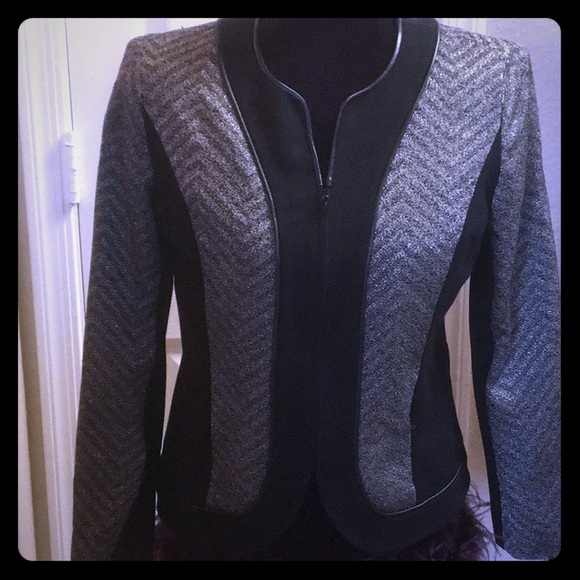 Lafayette 148 New York Jackets & Blazers - LAFAYETTE 148 NY Black KNIT BLAZER Chevron 4P